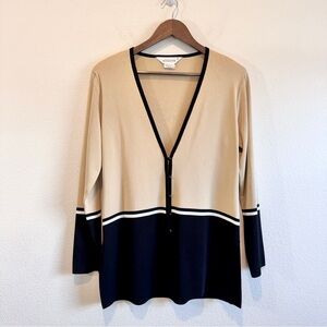 Preppy Old Money Colorblock Cardigan Exclusively Misook Knit Chic Minimalist S
